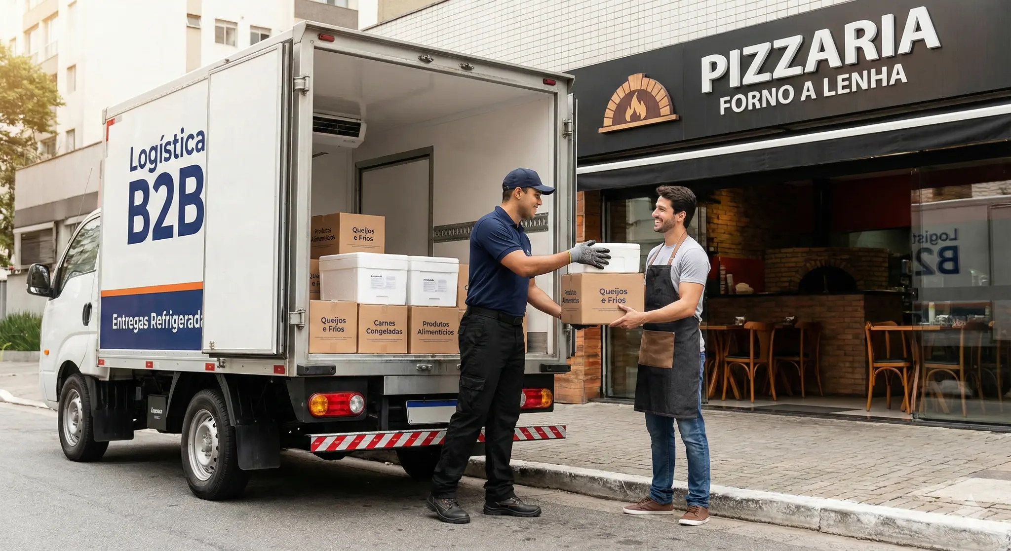 Entrega B2B refrigerada direto na porta da pizzaria - Logística profissional para restaurantes